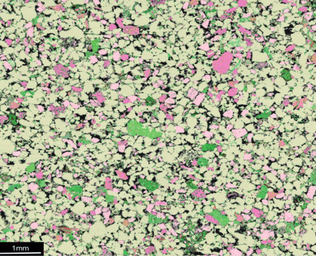 CGG Geoscience Laboratory QEMSCAN false colour mineral map