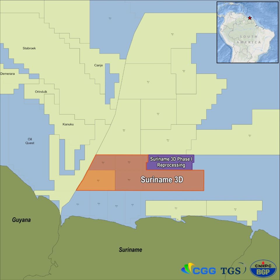 CGG Suriname Seismic Coverage